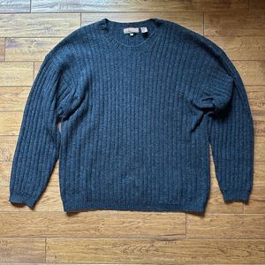 Vintage Northern Explorer Charcoal Gray Crewneck Sweater 100% Shetland Wool
